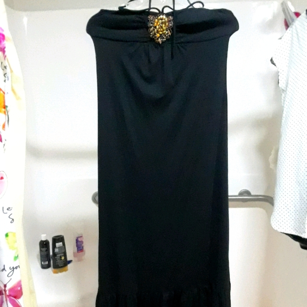Eyelash Couture Black Maxi Dress  (M)